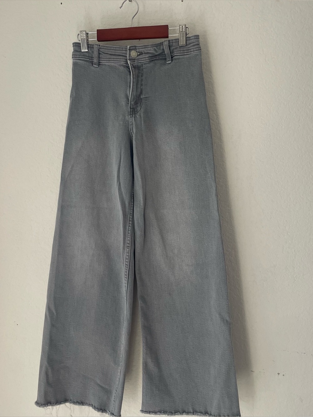 Zara Kids Gray Wide Leg Raw Hem Jeans Size 12–13 Years 156 cm